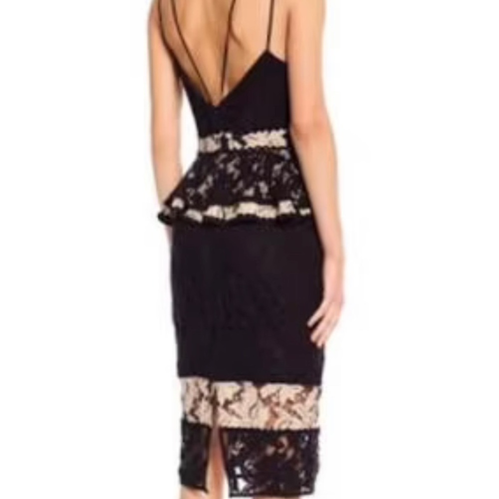 Talulah analog peplum lace body on dress black ivory cocktail Xl 12 analog - Picture 4 of 4